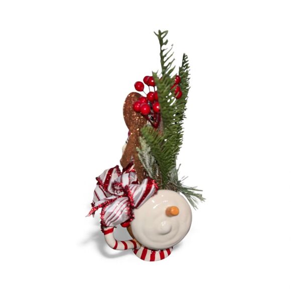 Gingerbread Mug Centerpiece | Peppermint Candy & Berry Christmas Arrangement - Picture 2 of 4